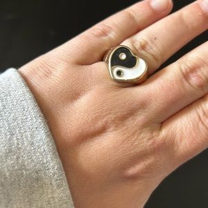 Gold ying yang heart ring